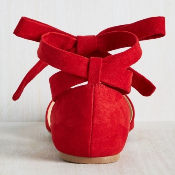 Red Ballet Vintage Comfortable Flats Soft Suede - Picture 5 of 10